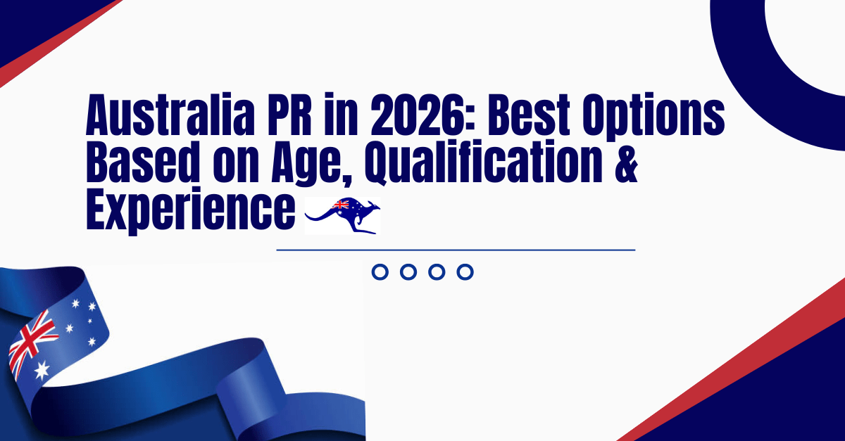 Australia PR in 2026 banner showing skilled migration options based on age, qualification, and experience.