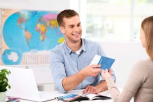 spouse giving documents to australia immigration consultant